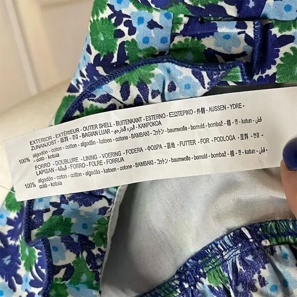 Zara Women's Floral Cropped Blouse M Multicolor Puff Sleeve Ruffle - Picture 6 of 6